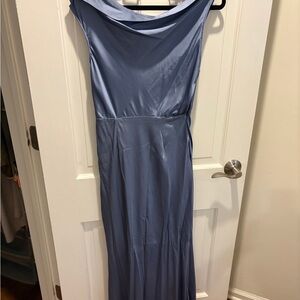 Astr Satin Blue Maxi Dress